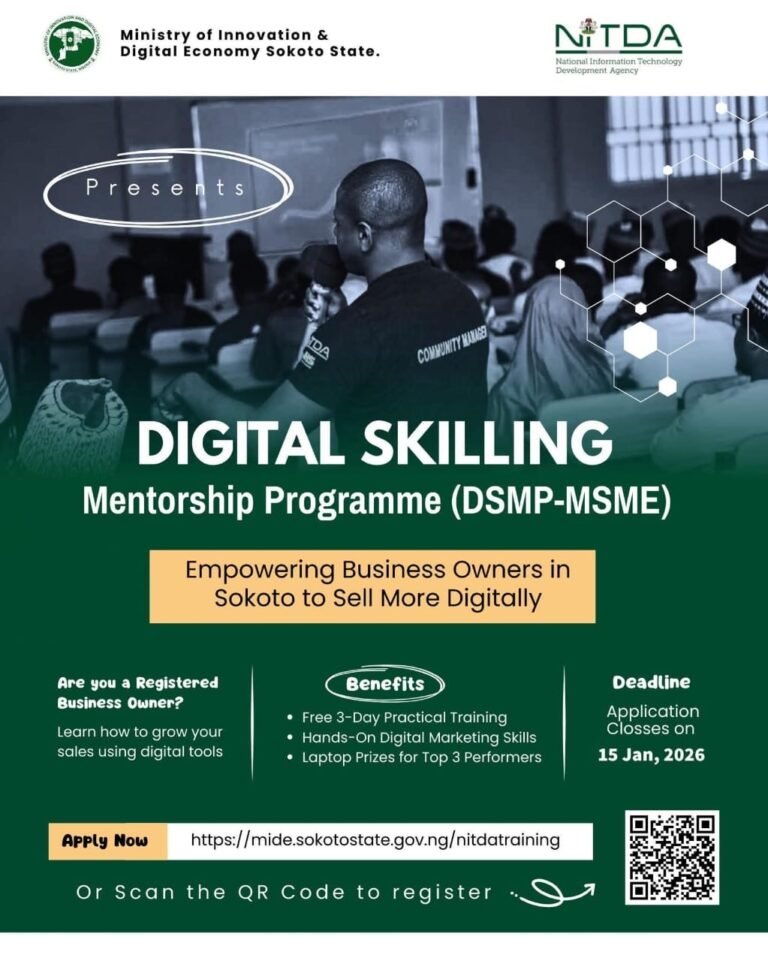 Call for Applications: Digital Skilling Mentorship Programme for MSMEs in Sokoto State