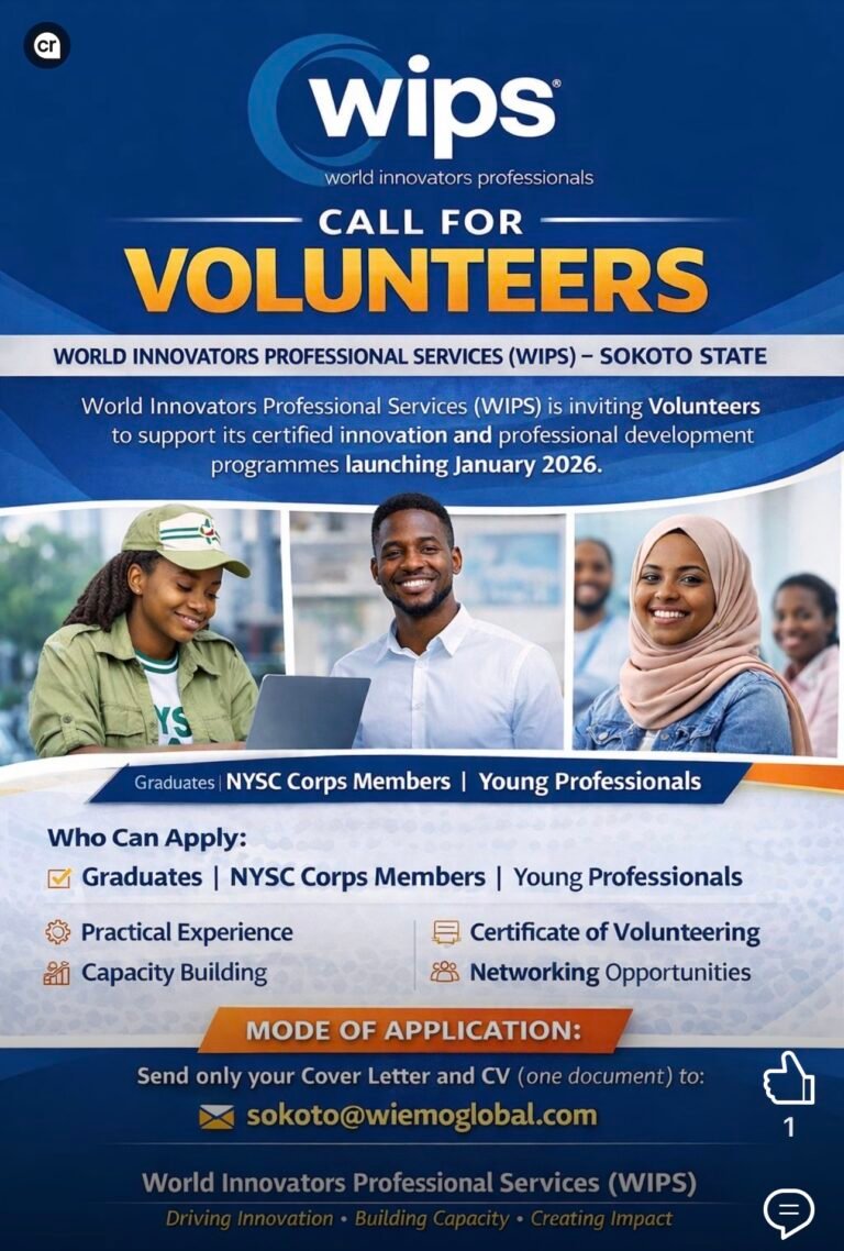 Public Call for Applications: Volunteer Programme Facilitators — World Innovators Professional Services (WIPS)
