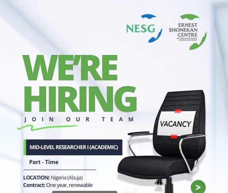 VACANCY ANNOUNCEMENT: MID-LEVEL ACADEMIC RESEARCHER In Abuja