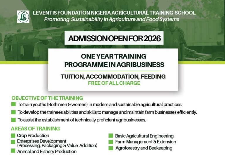 OFFICIAL ANNOUNCEMENT CALL FOR APPLICATIONS FOR THE 2026 AGRICULTURAL TRAINING PROGRAMME