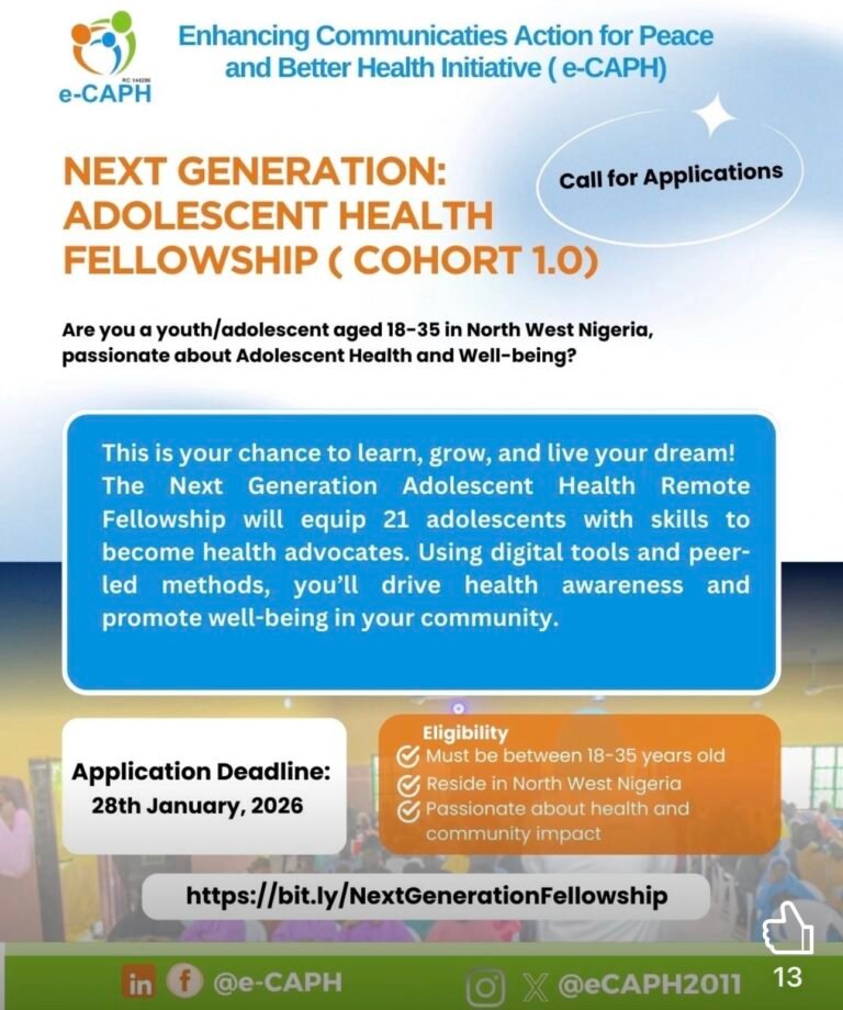 Official Call for Applications: NextGeneration Adolescent Health Fellowship (Cohort 1.0)