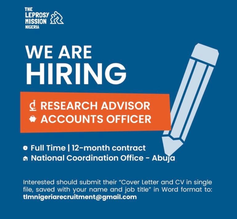 CAREER OPPORTUNITIES AT THE LEPROSY MISSION NIGERIA (TLMN)