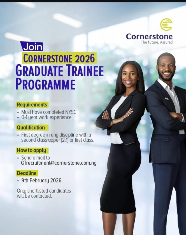 VACANCY ANNOUNCEMENT: 2026 GRADUATE TRAINEE PROGRAMME – CORNERSTONE