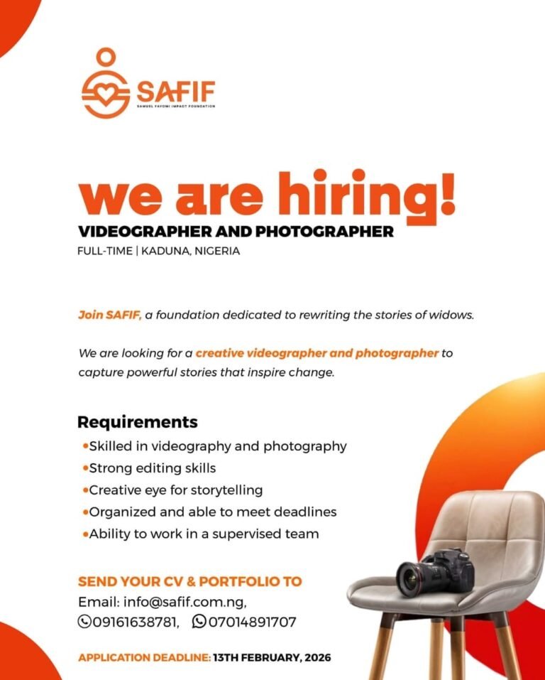 Vacancies at The Samuel Fayomi Impact Foundation (SAFIF)