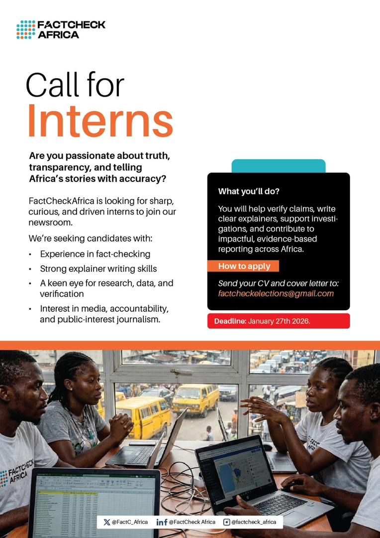 Call for Applications: Graduate Internship Program — FactCheckAfrica