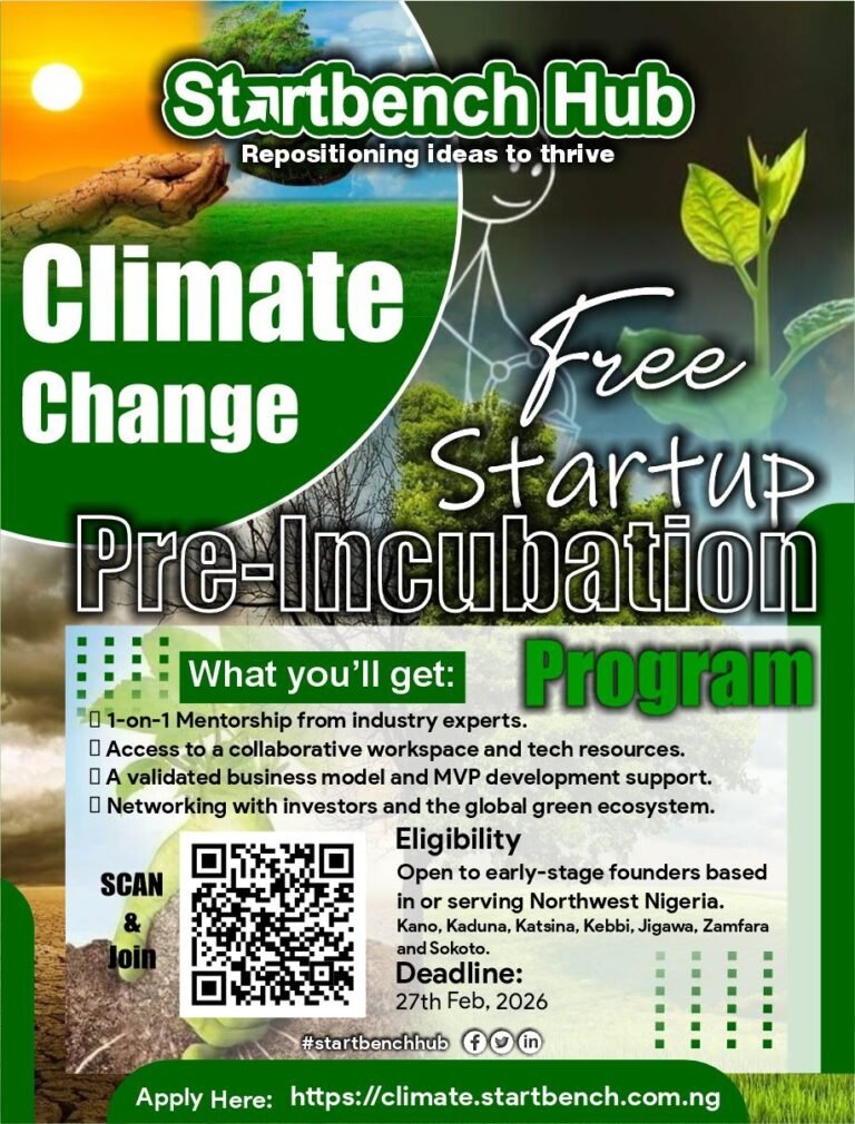 Call for Applications — Startbench Hub Climate Startup Pre‑Incubation (Free)