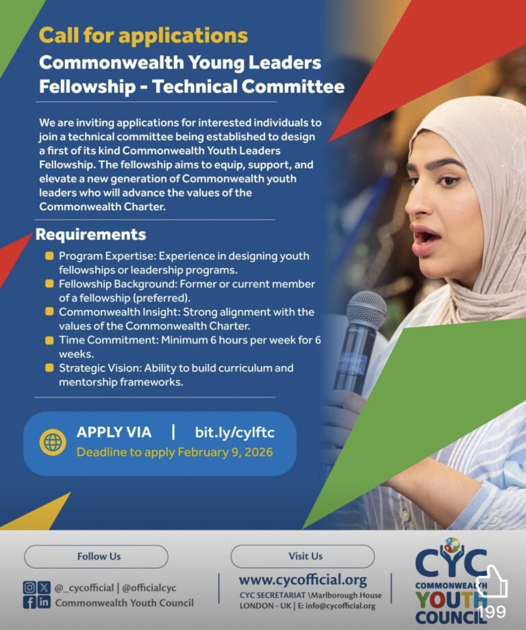 Apply to the fully funded The Commonwealth Young Leaders Fellowship (CYLF)