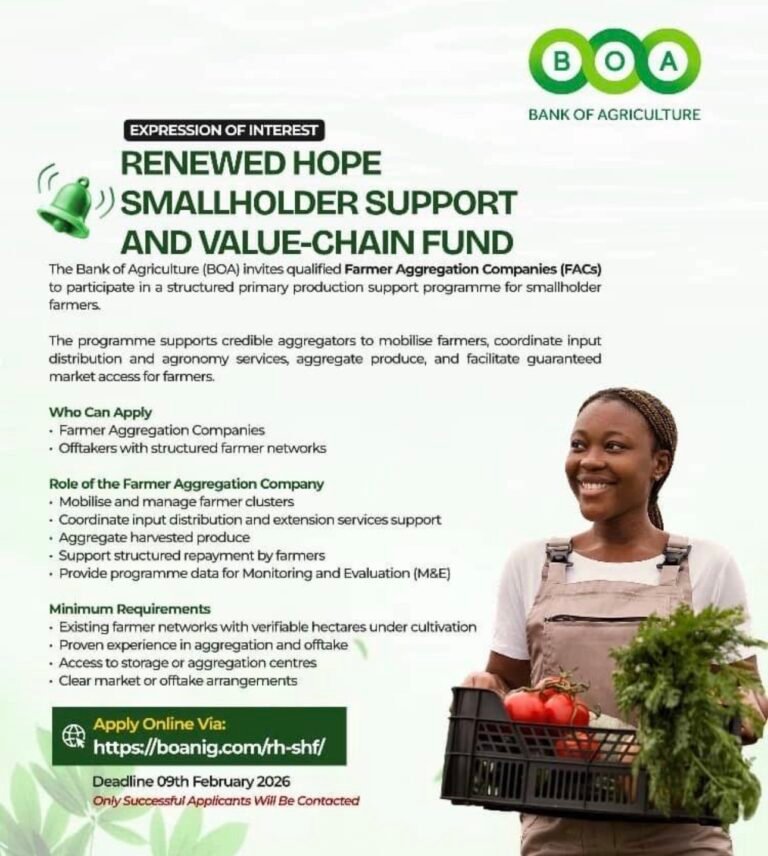 Apply to the Renewed Hope Smallholder Support & Value‑Chain Fund (RH‑SHF)