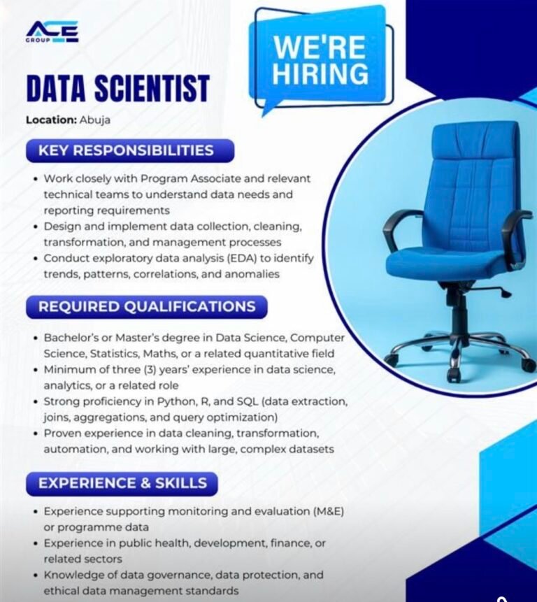 ACE Group is hiring data scientist in Abuja