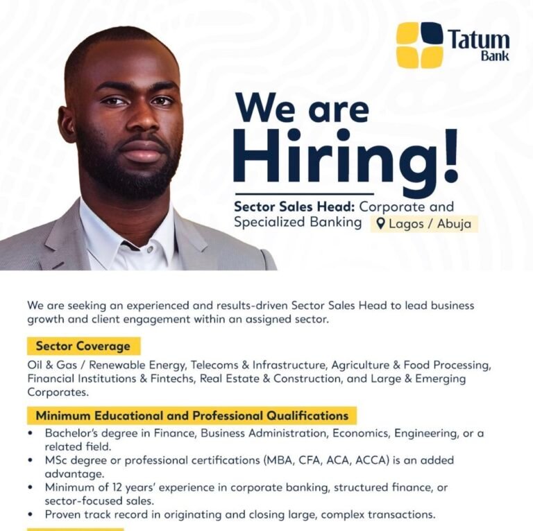 Vacancies at Tatum Bank