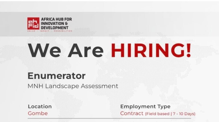 AFRICA HUB FOR INNOVATION & DEVELOPMENT Calls for enumerators
