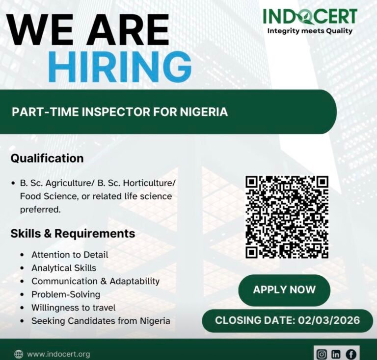 Part Time Inspector Opportunity in Nigeria at Indocert