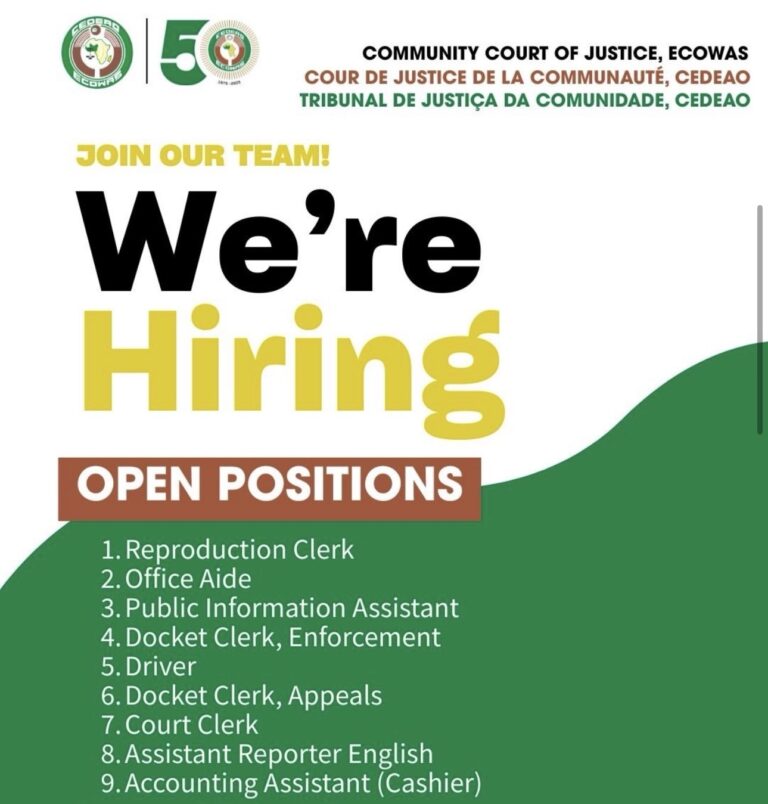 Vacancies at ECOWAS Community Court of Justice