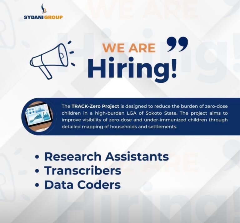 Sydani Group Recruitment for TRACK Zero Project