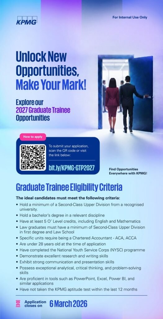 2027 Graduate Trainee Programme at KPMG Nigeria - Yeshub.ng