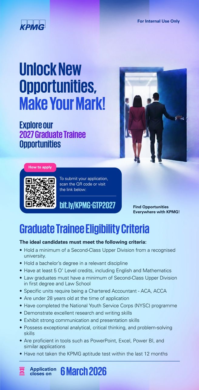 2027 Graduate Trainee Programme at KPMG Nigeria