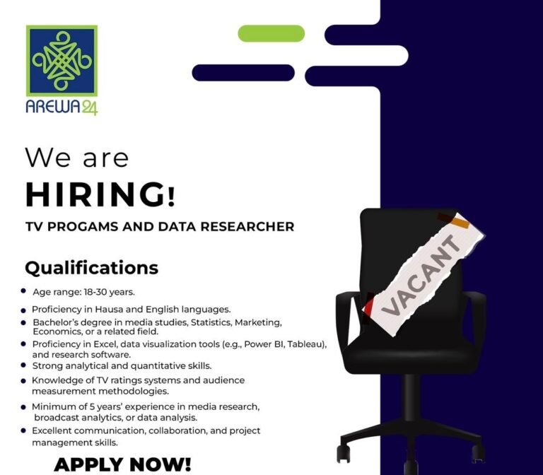 Job Opportunity TV Programs and Data Researcher at AREWA24