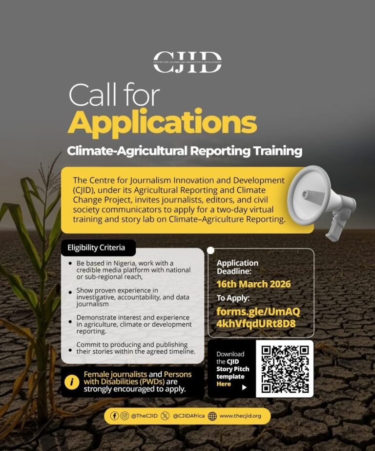 Climate–Agriculture Reporting Initiative  Organized by Centre for Journalism Innovation and Development