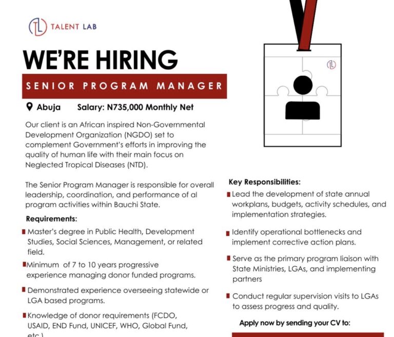 Senior Program Manager Role in Abuja