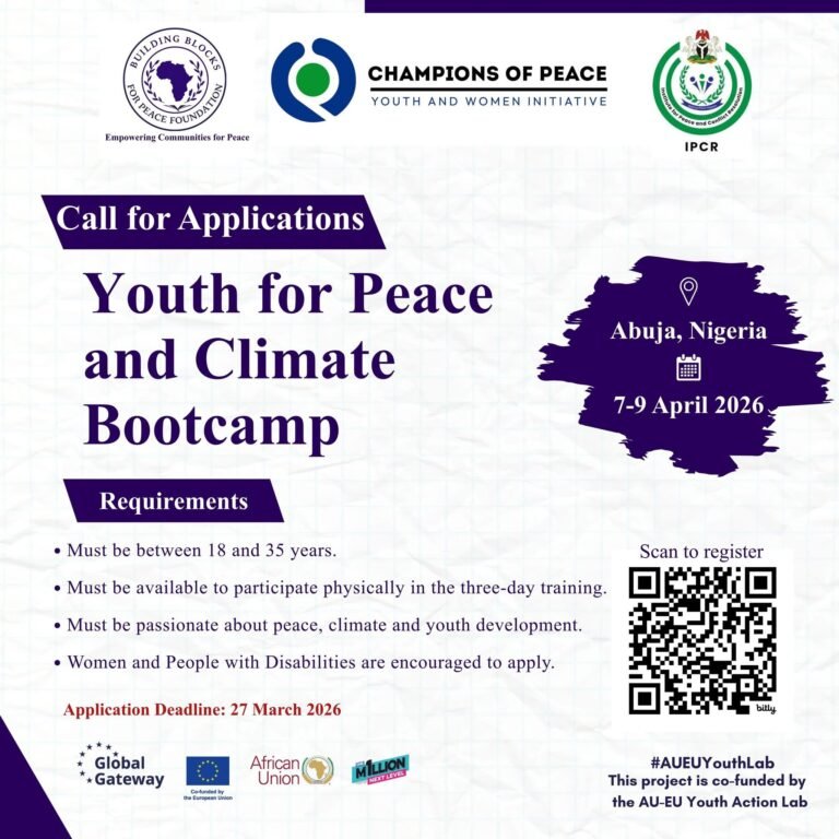Call for Applications: Youth for Peace and Climate Bootcamp