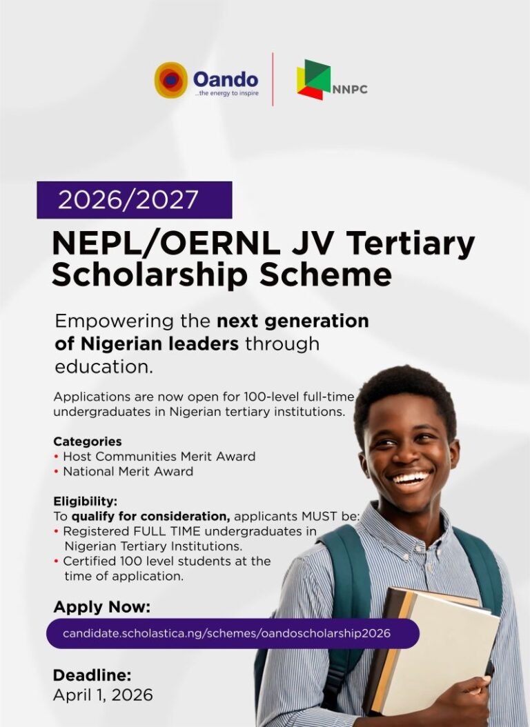 NEPL/OERNL JV Tertiary Scholarship Scheme (2026/2027)