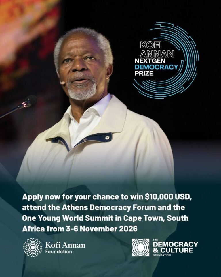 Apply to the Kofi Annan NextGen Democracy Prize 2026