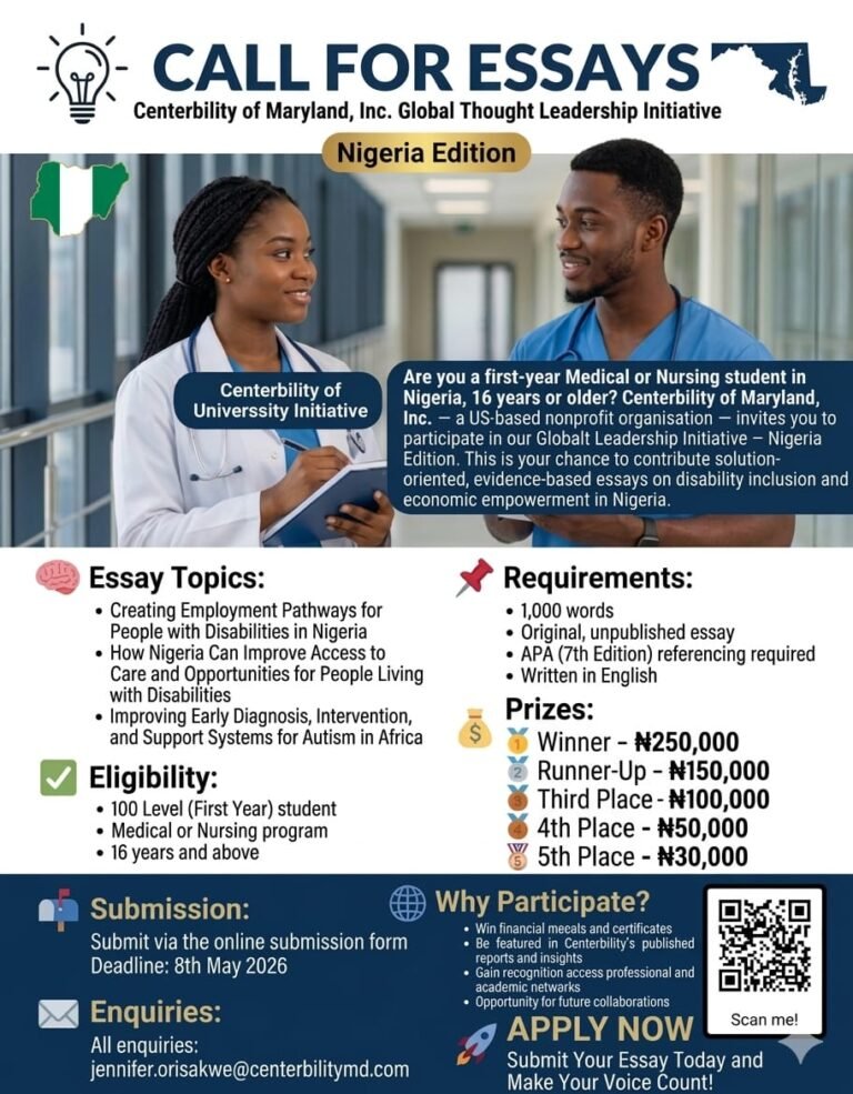 Call for Essays – Centerbility of Maryland Global Thought Leadership Initiative (Nigeria Edition)