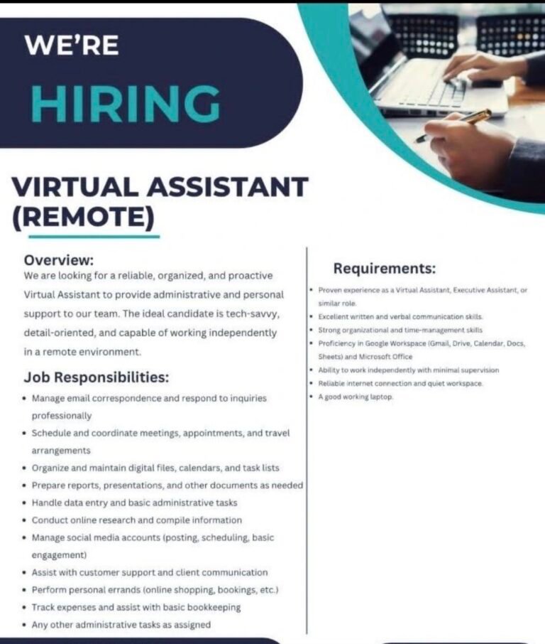 Apply for VIRTUAL ASSISTANT (REMOTE) job