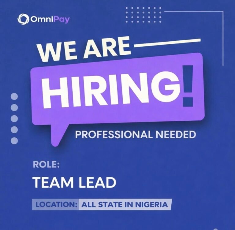OMNIPAY Hiring Team Lead Nationwide Nigeria