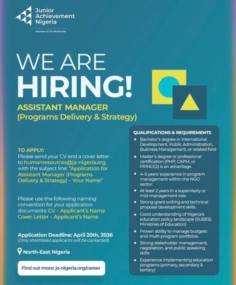 Vacancies at Junior Achievement Nigeria