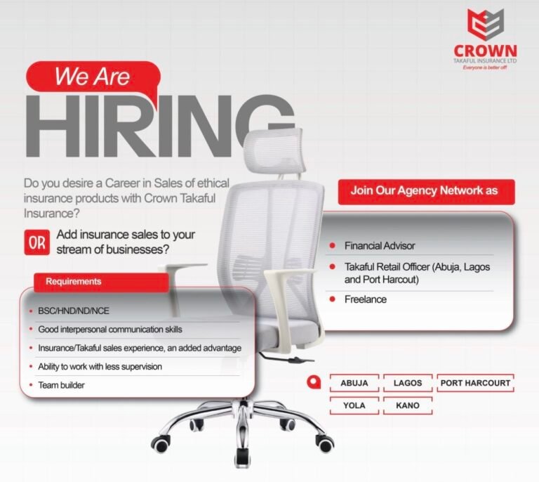 Hiring at Crown Takaful Insurance Limited – Build a Career in Ethical Insurance Sales