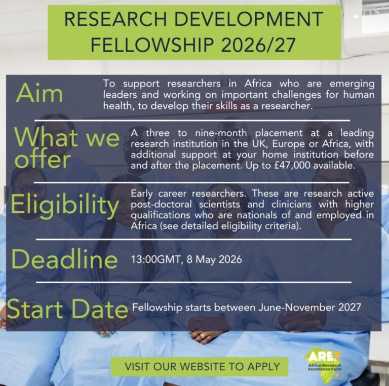 Apply Now: 2026/27 Research Development Fellowship (RDF)