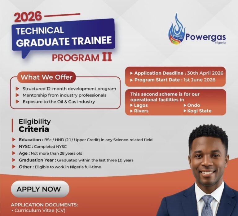 2026 Technical Graduate Trainee Programme II – Powergas Nigeria