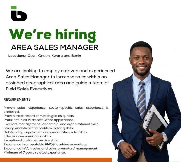 Job Opportunity for Area Sales Manager – FMCG Sector