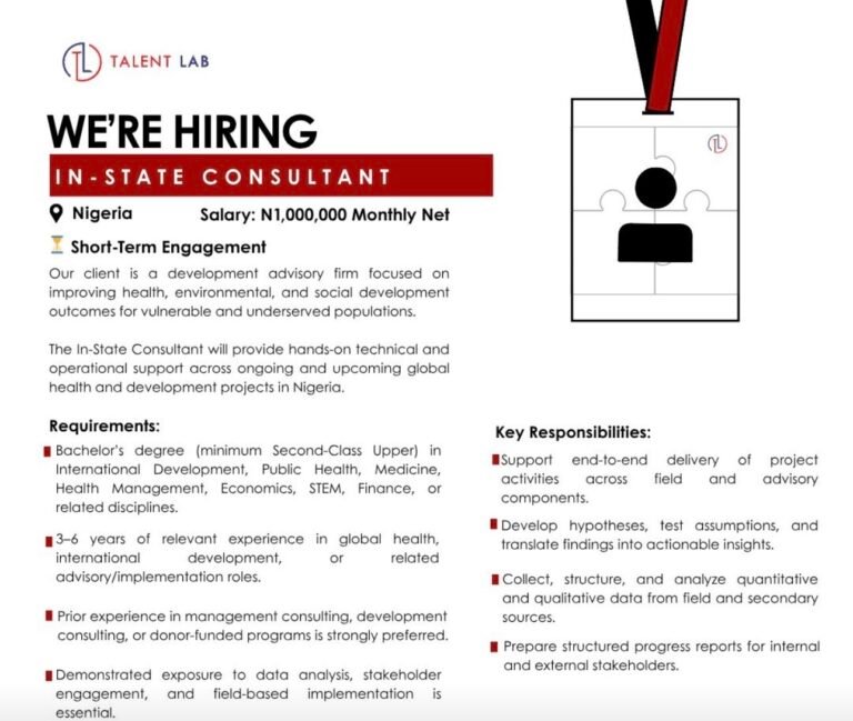 Apply as In-State Consultant job opening