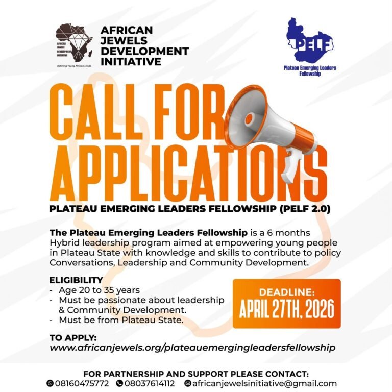 CALL FOR APPLICATIONS – Plateau Emerging Leaders Fellowship (PELF 2.0)