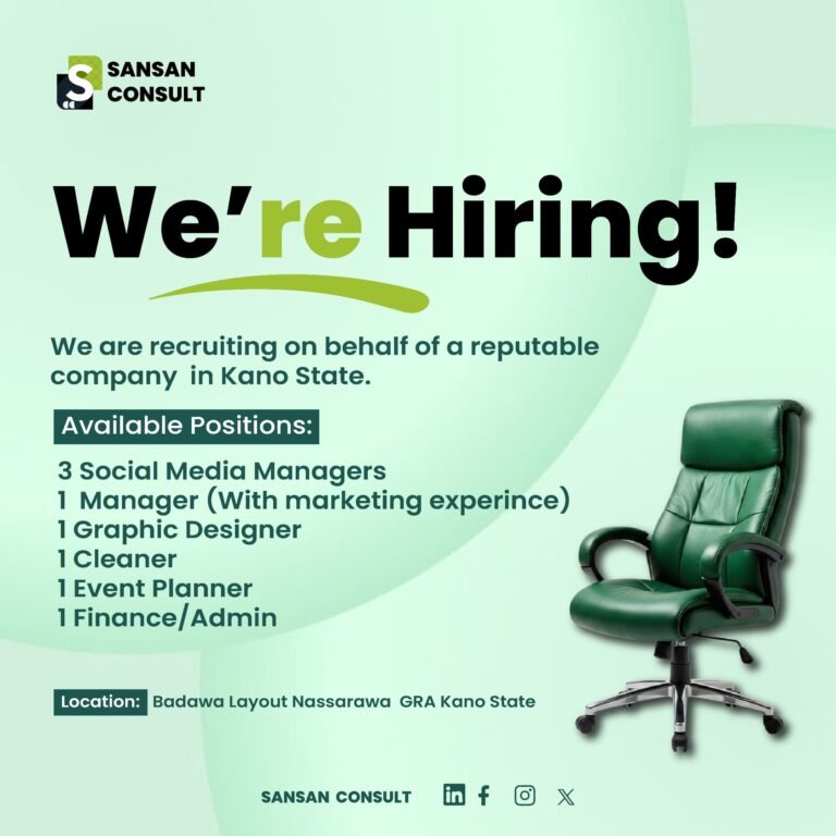 Job Opportunities in Kano State  via Sansan Consult