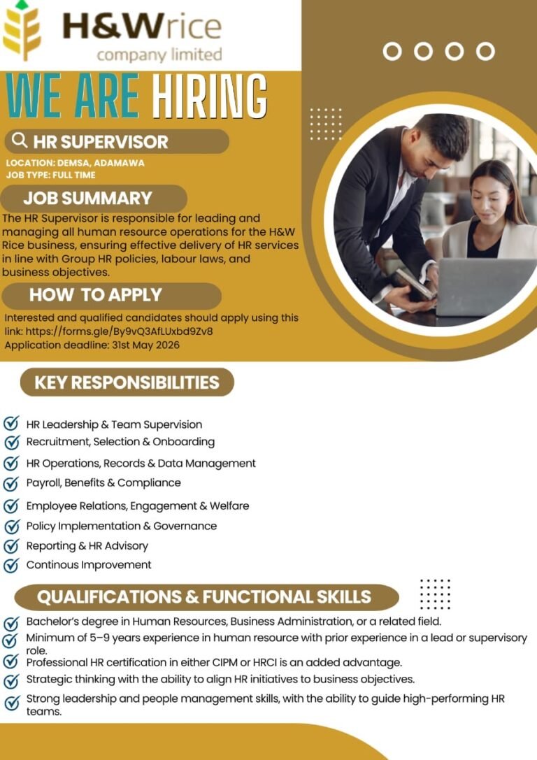 Vacancy at H & W Rice Company Limited