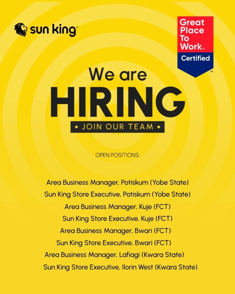 Job vacancies with Sun King