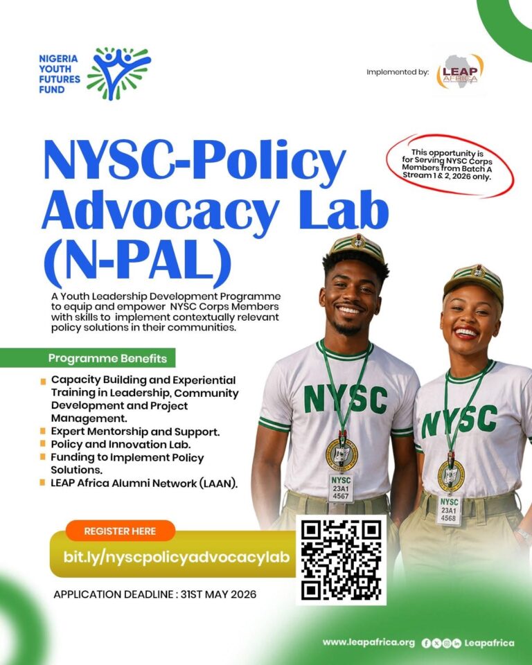 Apply to The LEAP Africa NYSC Policy Advocacy Lab (N-PAL)