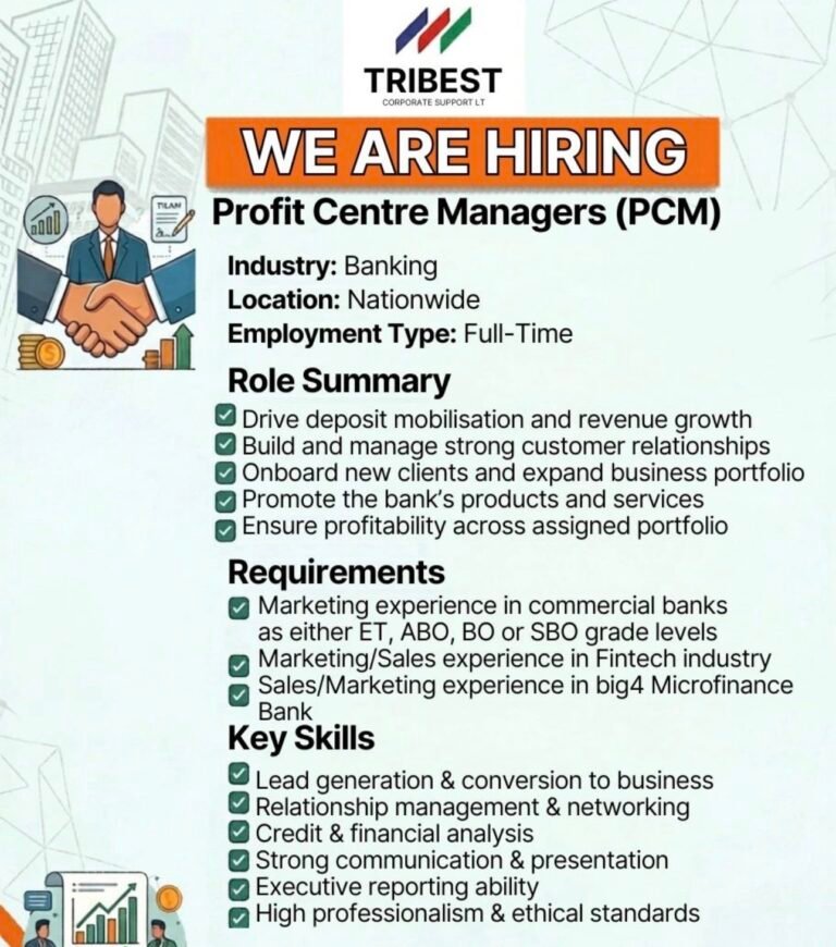 Profit Centre Manager (PCM) Vacancies