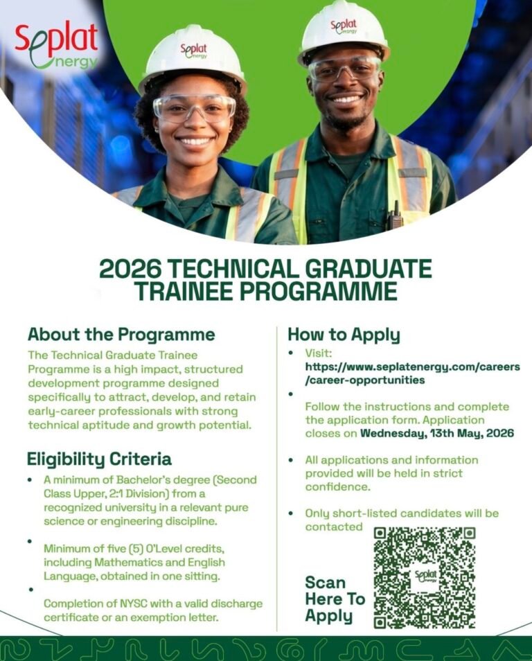 2026 SEPLAT Energy Technical Graduate Trainee Programme