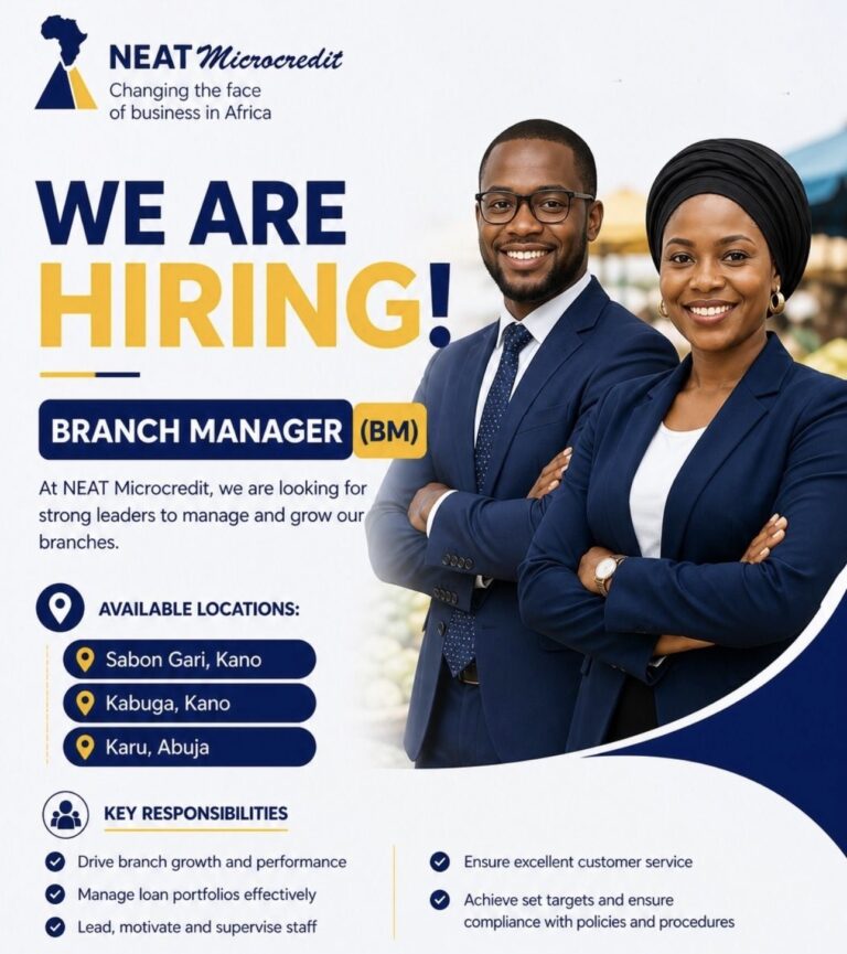 Vacancies with NEAT Microcredit in Kano
