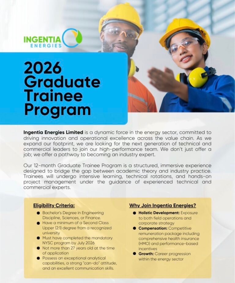 2026 Graduate Trainee Program at  Ingentia Energies Limited