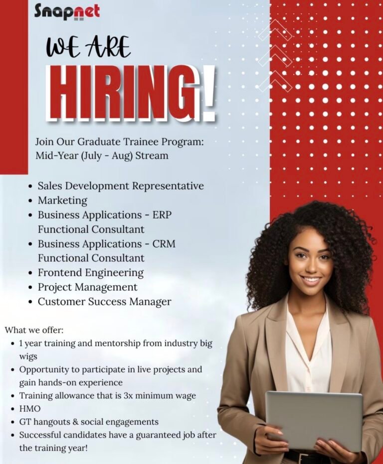 Apply to the Snapnet Graduate Trainee Program