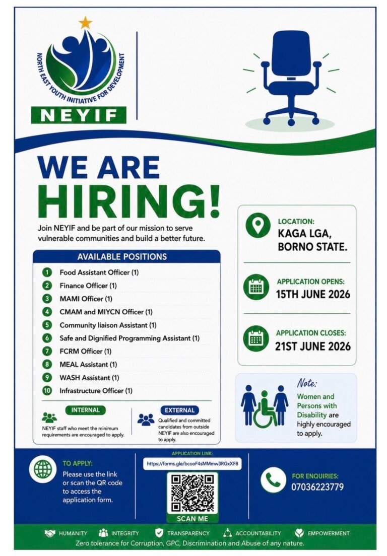 Job Opportunities – NEYIF (Borno State, Nigeria)