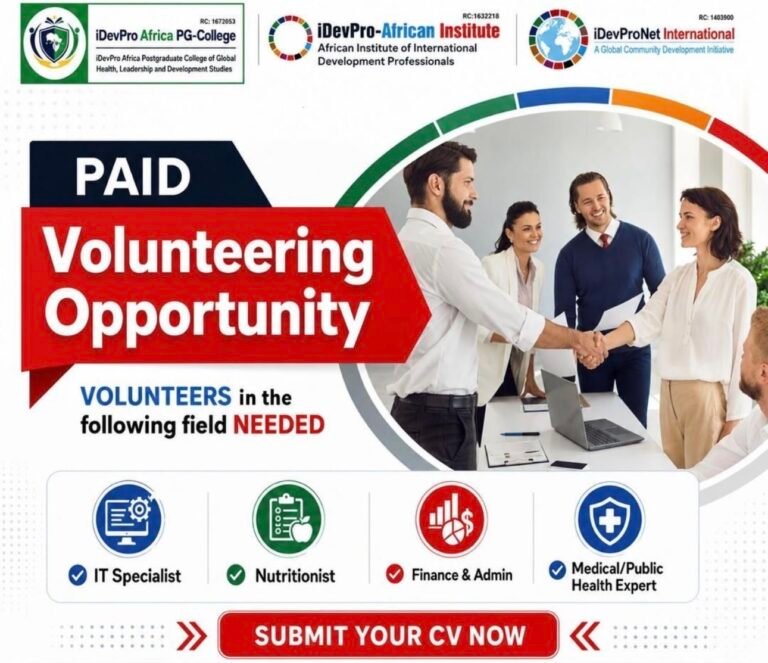 PAID VOLUNTEERISM OPPORTUNITY – APPLY NOW