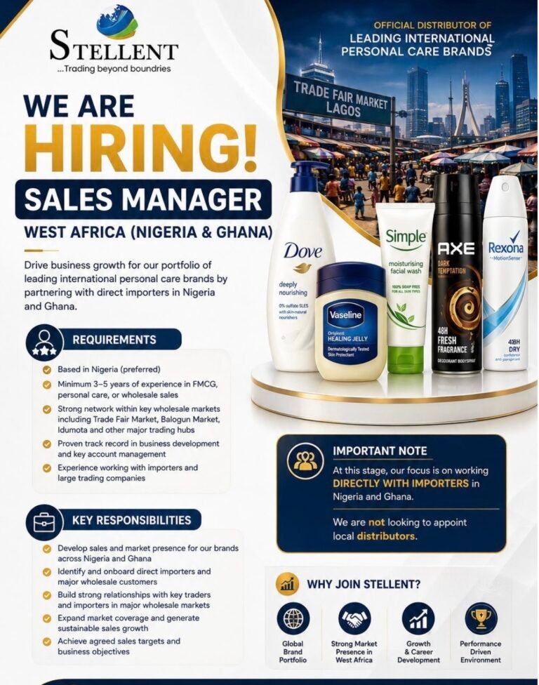 SALES MANAGER – WEST AFRICA (NIGERIA & GHANA)