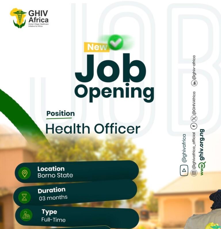 Health Officer at GHIV Africa (Global Village Healthcare Initiative for Africa)
