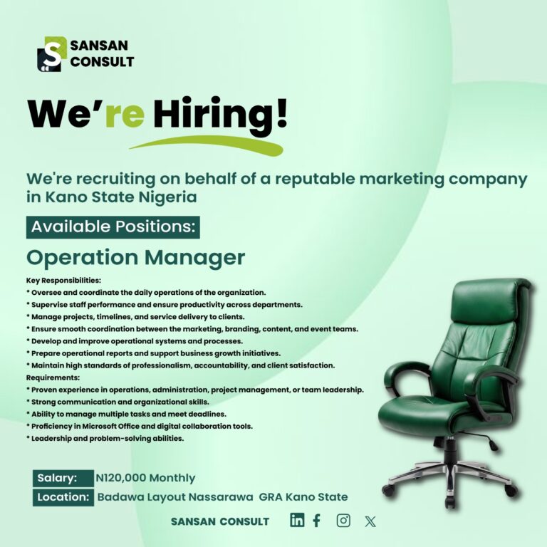 Job Vacancy: Operations Manager in Kano